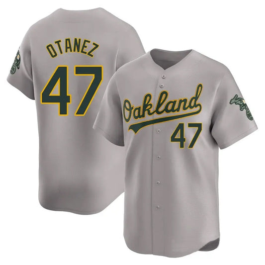 Athletics #47 Michel Ota?ez Player Grey Home Replica Baseball Jerseys