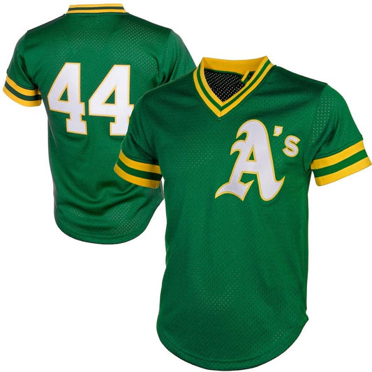 Athletics #44 Reggie Jackson Player Cooperstown Mesh Batting Practice Jersey - Green Baseball Jerseys