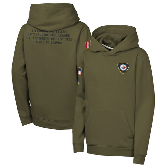 P.Steelers Player Olive Salute to Service Club Fleece Hoodie Football Jerseys