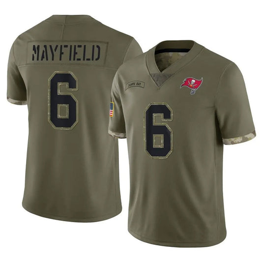 TB.Buccaneers #6 Baker Mayfield Player Olive Salute To Service Football Jerseys