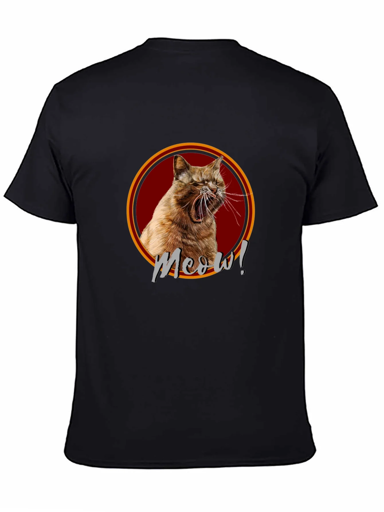 Meow! Cat Graphic Print Black T-Shirt