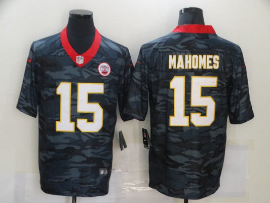 Men's Kansas City Chiefs Patrick Mahomes #15 Gray Camouflage Game Jersey1