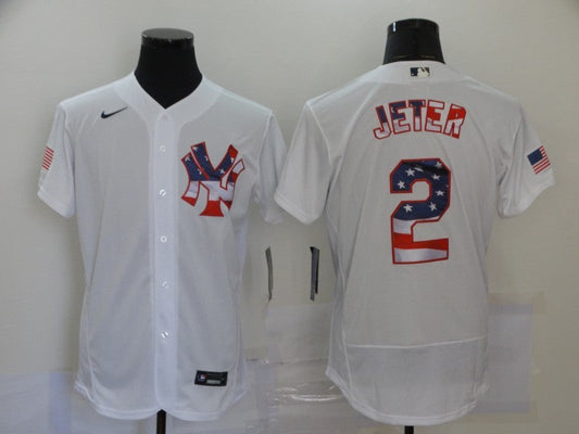 Men's New York Yankees Derek Jeter #2 White Replica Game Jersey1