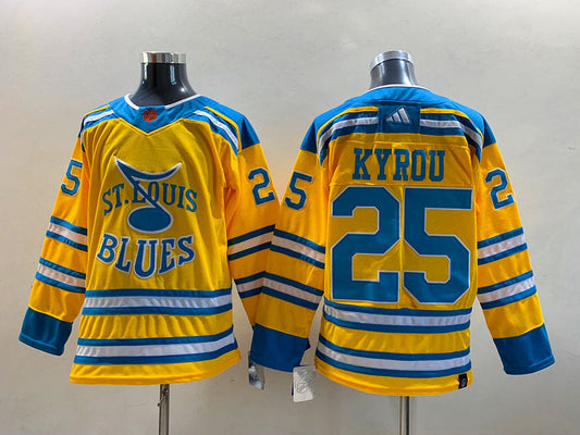 Men's St. Louis Blues Jordan Kyrou #25 Yellow Breakaway Player Jersey1