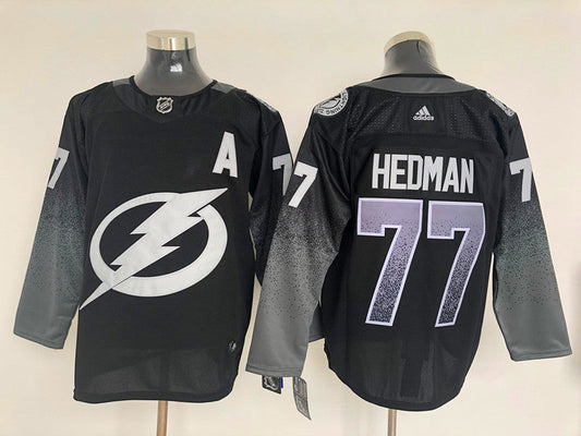 Men's Tampa Bay Lightning Victor Hedman #77 Black Home Breakaway Jersey1