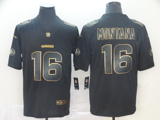 Men's San Francisco 49ers Joe Montana #16 Black Authentic Game Jersey1