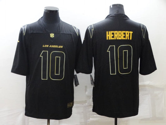 Men's Los Angeles Chargers Justin Herbert #10 Black Game Player Jersey1