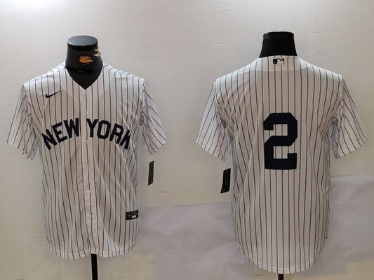 Men's New York Yankees Derek Jeter #2 White Player Name Jersey1