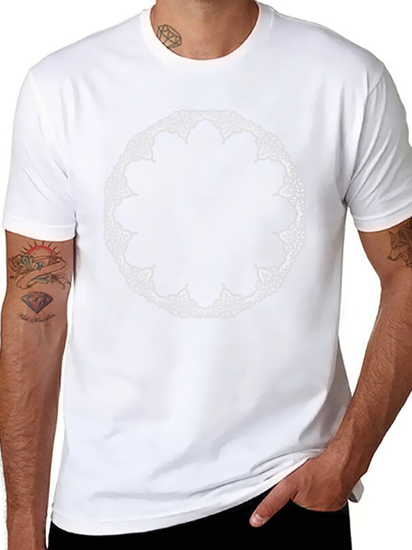 Black T-Shirt with Ornate Circle Design