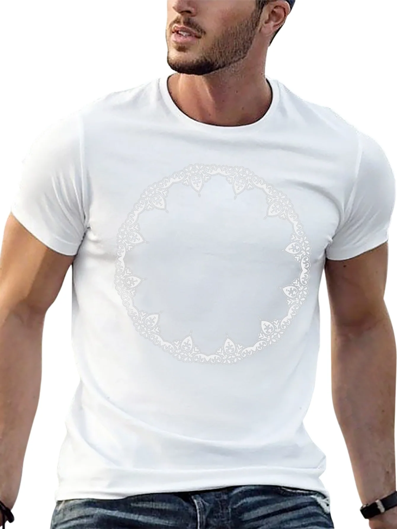 Black T-Shirt with Ornate Circle Design