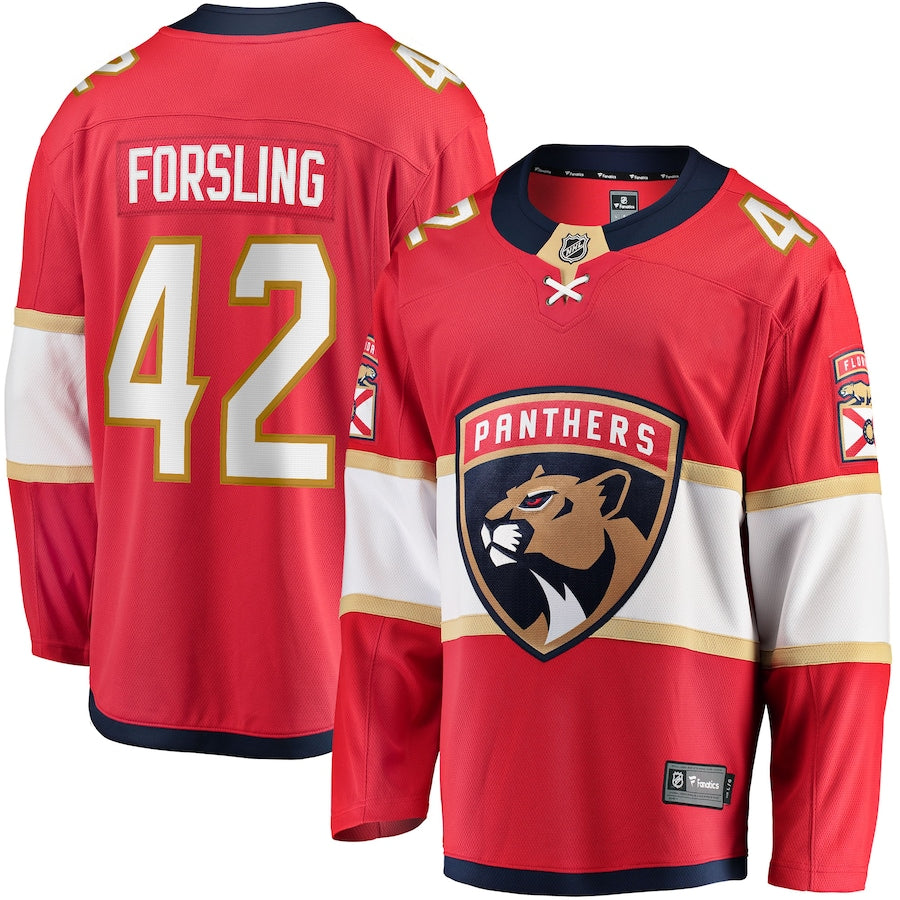 Gustav Forsling Florida Panthers   Home Breakaway  Jersey - Red
