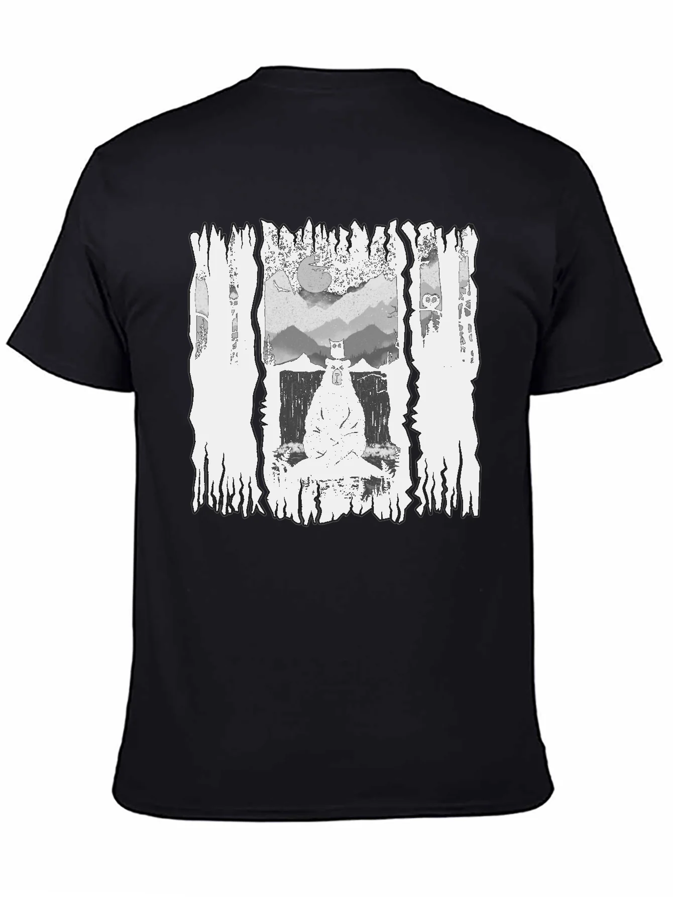 Monochrome Bear Graphic Tee - Mens Black T-Shirt