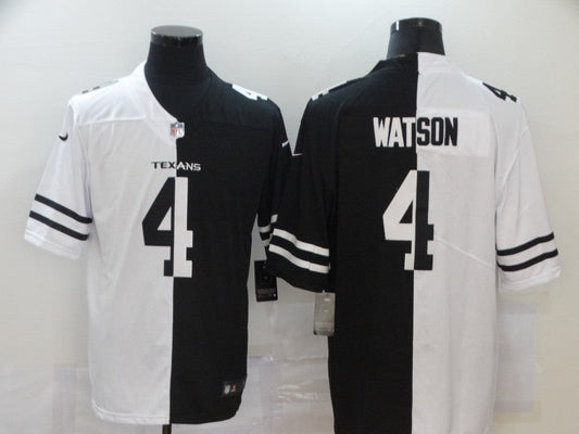Men's Houston Texans Deshaun Watson #4 Black/White Game Jersey1