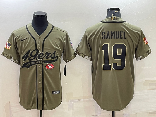 Men's San Francisco 49ers Deebo Samuel #19 Olive 2022 Salute To Service Retired Player Limited Jersey1 Joint Edition