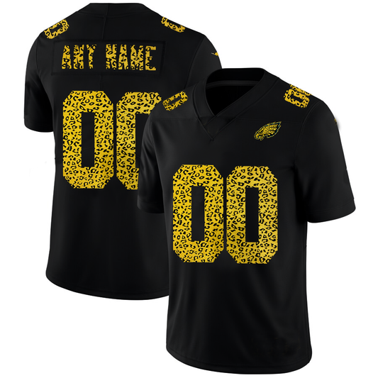 Custom1 Philadelphia Eagles Leopard Print Fashion Vapor Limited Jersey1 Black Stitched American Football Jerseys