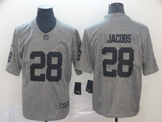 Men's Las Vegas Raiders Josh Jacobs #28 Gray Game Player Jersey1