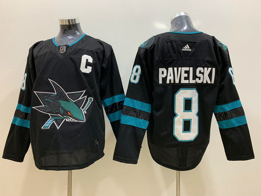 Men's San Jose Sharks Joe Pavelski #8 Black Breakaway Player Jersey1