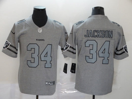 Men's Las Vegas Raiders Bo Jackson #34 Gray Game Jersey1
