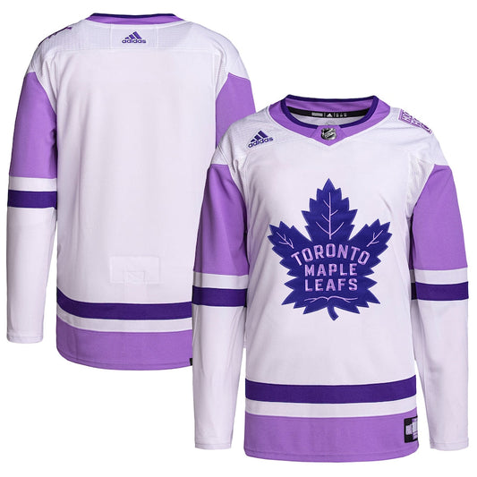 Toronto Maple Leafs   Hockey Fights Cancer Primegreen   Blank Practice Jersey - White/Purple