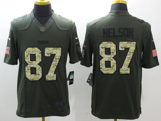 Men's Green Bay Packers Jordy Nelson #87 Army Green Game Jersey1
