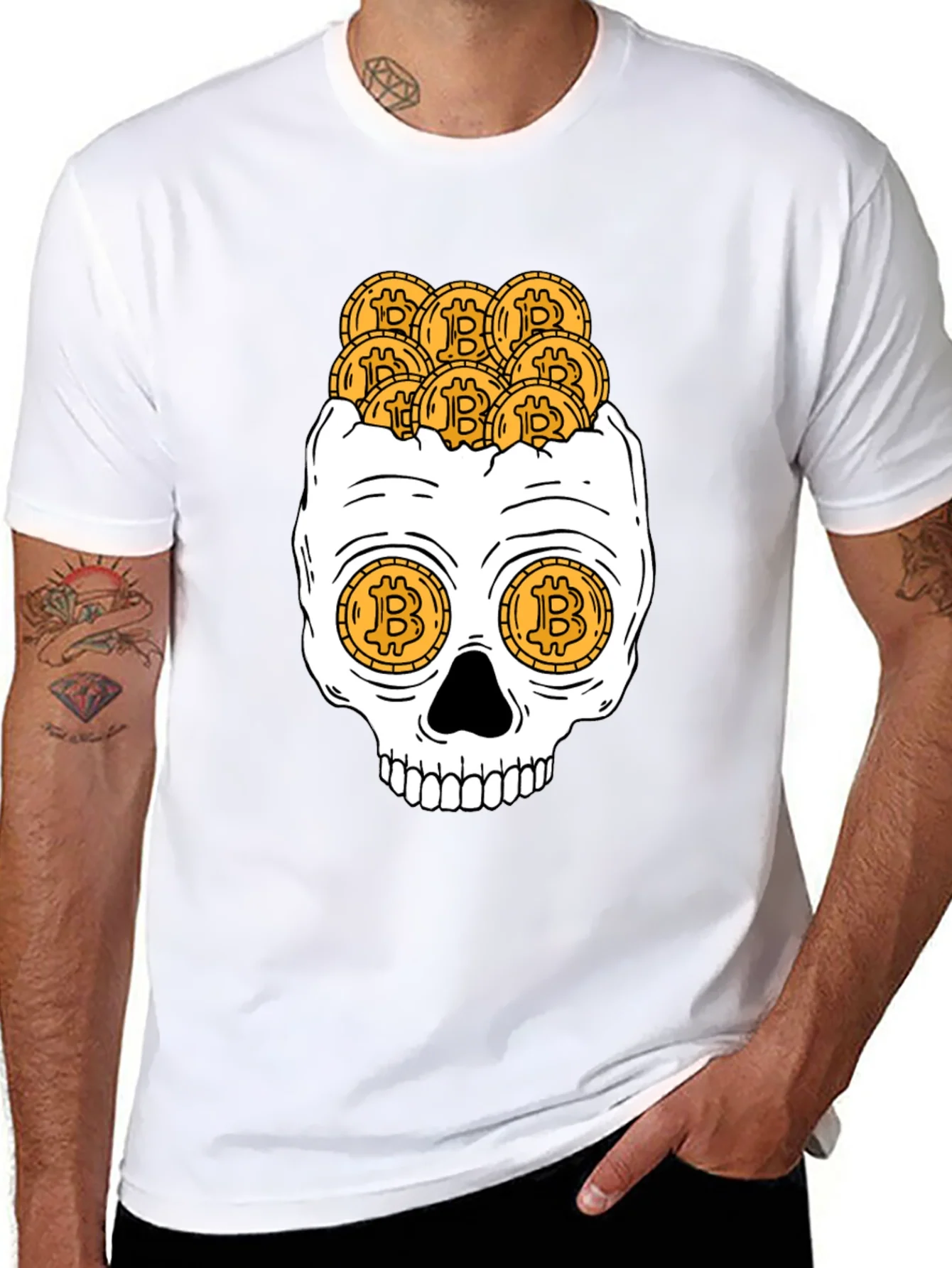 Bitcoin Skull Graphic T-Shirt - Crypto Currency Tee