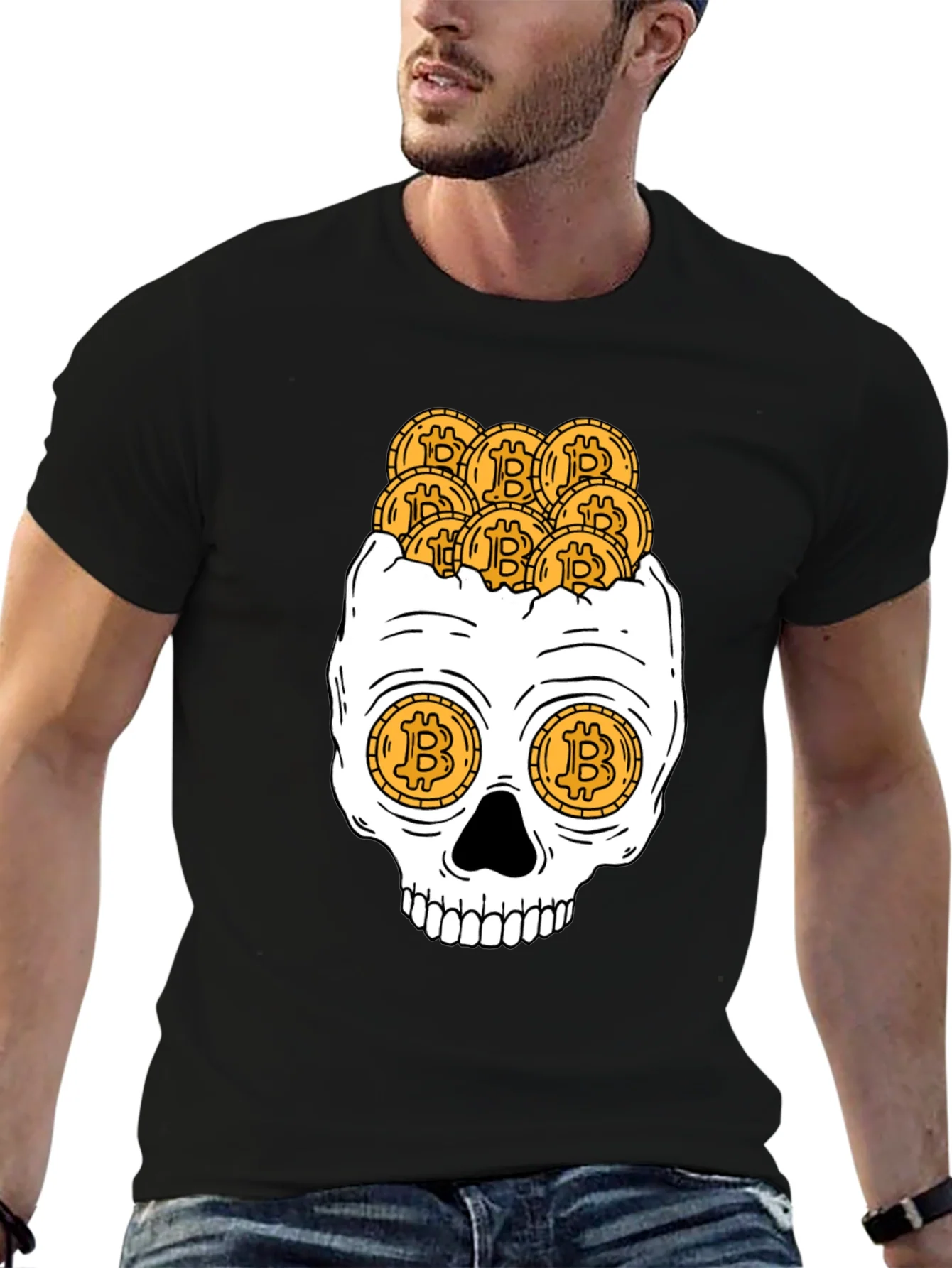 Bitcoin Skull Graphic T-Shirt - Crypto Currency Tee