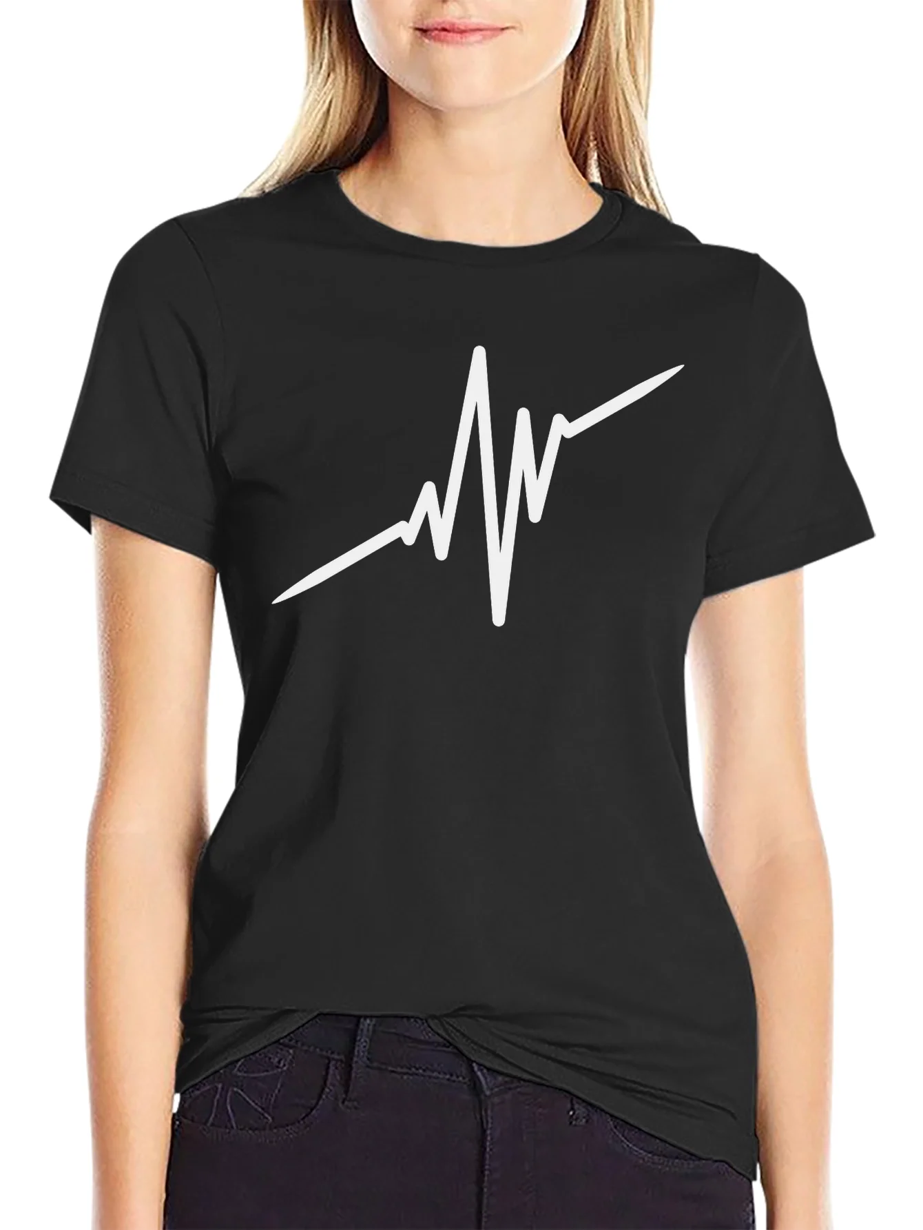 Heartbeat Graphic Black T-Shirt