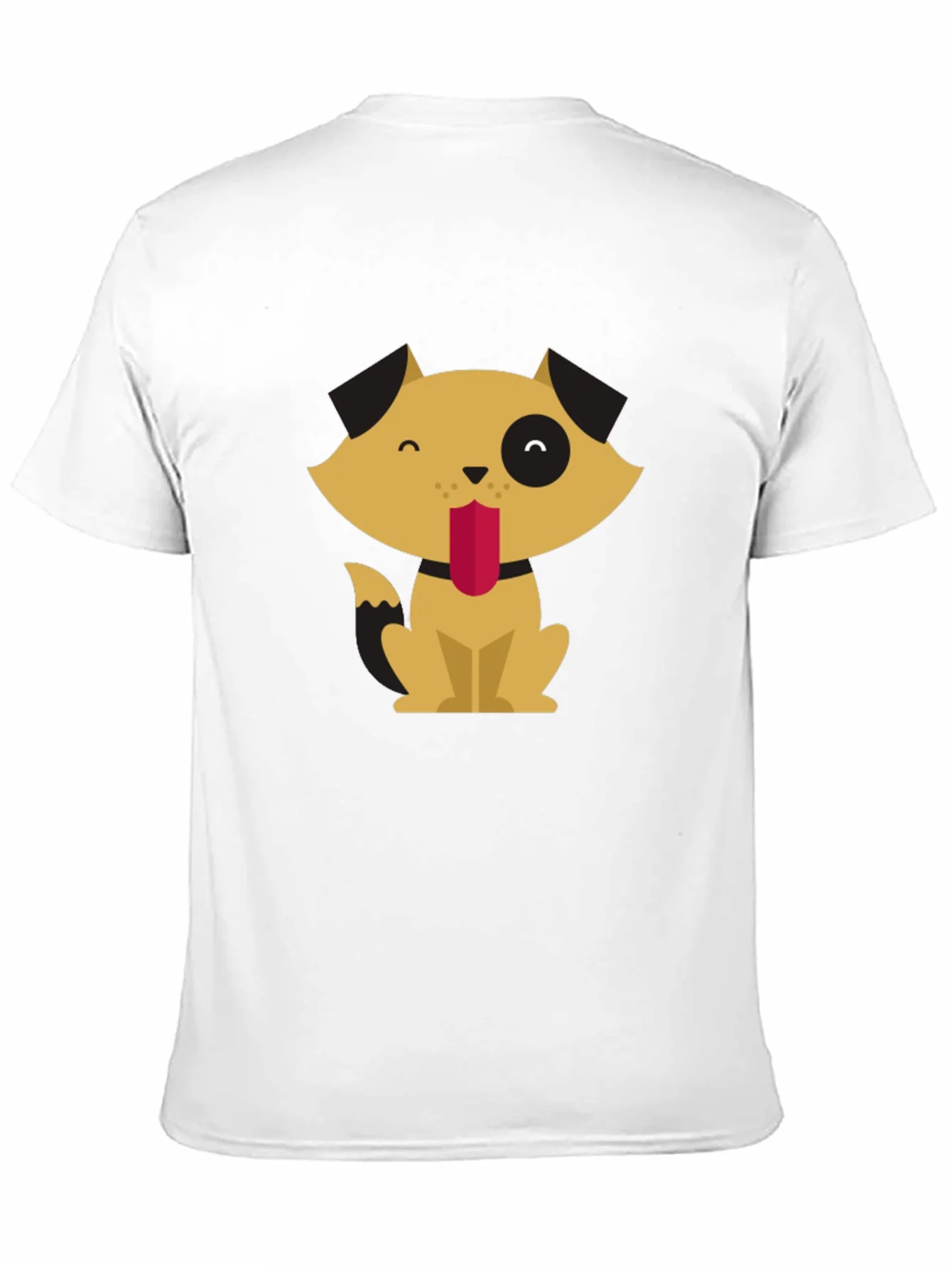 Cute Cartoon Dog Graphic Tee - Black