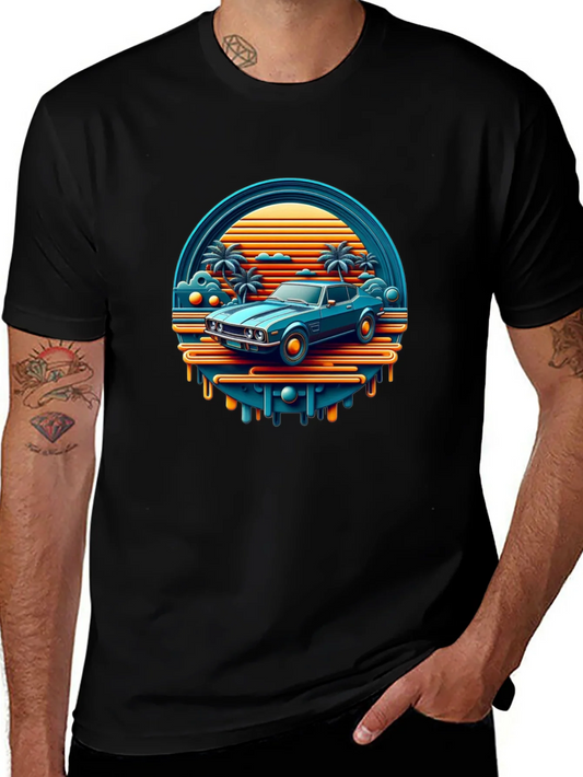 Retro Car T-Shirt - Vintage Sunset Graphic Tee