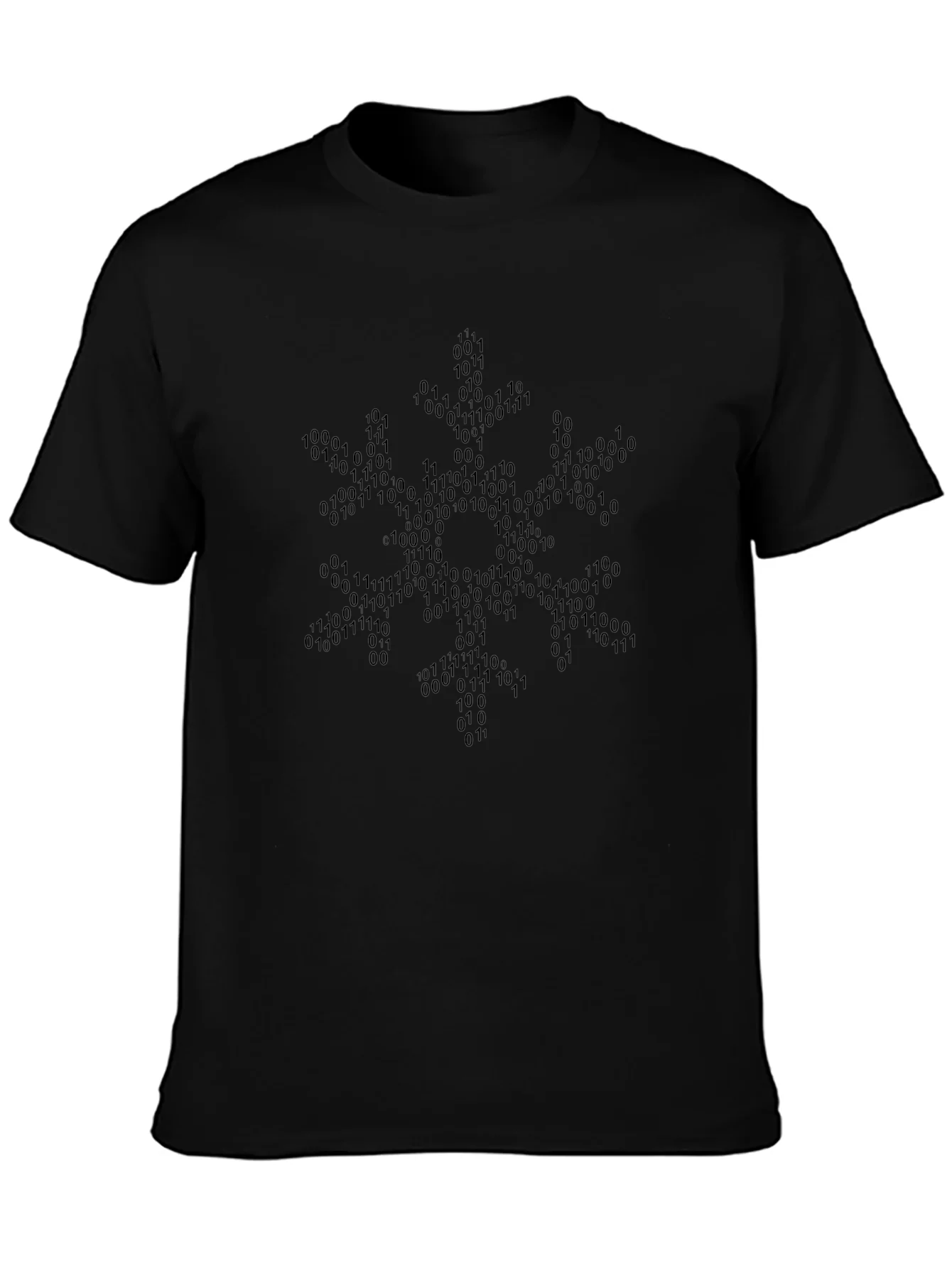 Binary Code Snowflake Graphic Tee - Black